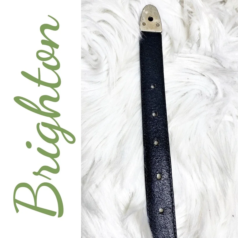 Brighton Black Leather‎ Belt Silver Gold Coastal Cowgirl Western Size 30 Medium